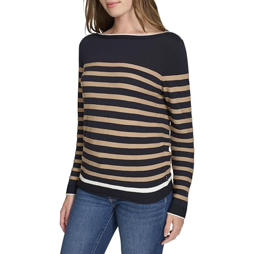 Image of Nautica Women's Mariner Stripe Pullover Boatneck Long Sleeve