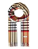 Ornella Venturi Herren/Damen Schal Karo Schal im angesagten Karo-Look camel kariert SC2020U ca 200 x 31 x 0,5 cm