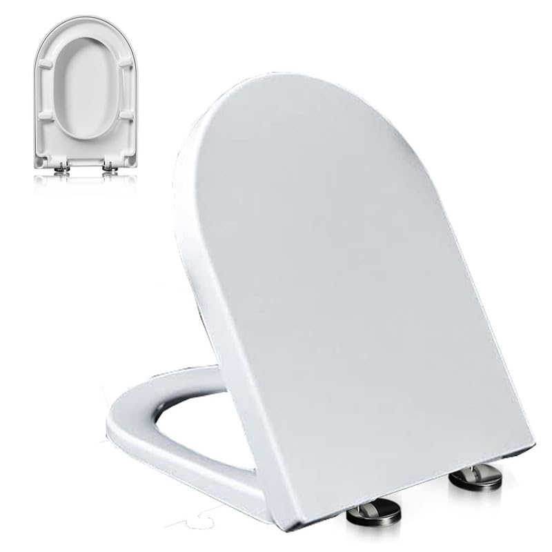 Seduta WC con chiusura lenta, con chiusura rallentata, facile da inserire e pulire, 42 x 33 cm, in polipropilene bianco, perfetto per bagni di casa moderni e decorazioni