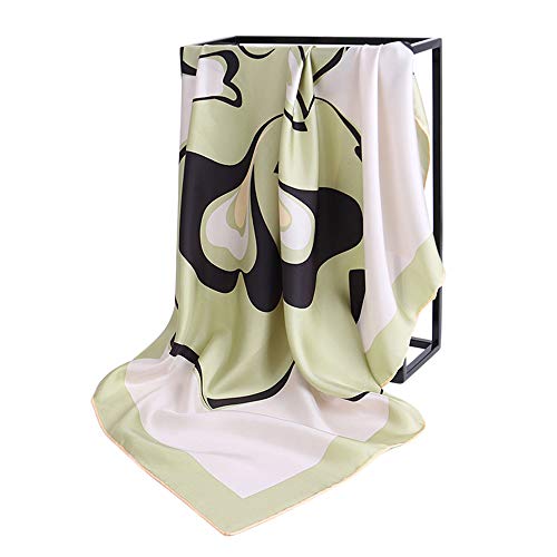 Lantra Besa Damen Seide Tuch Seidentuch Umschlagtuch für Frühling Herbst Winter und Sommer Satin Quadratisch Groß 86 * 86cm EINWEG (Typ 44) - HA87003 Blume Grün Beige Schwarz Cover