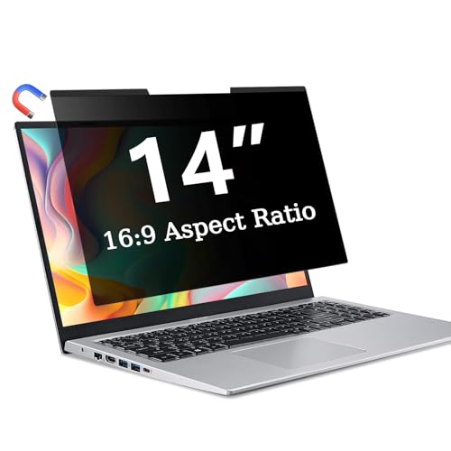 Image of Magnetic Laptop Privacy Screen 14 Inch 16:9, Removable Privacy Filter | Compatible with Samsung HP Dell Asus Acer Sony Lenovo LG Thinkpad Toshiba, Anti Spy, Anti Glare, Blue Ray Reduction