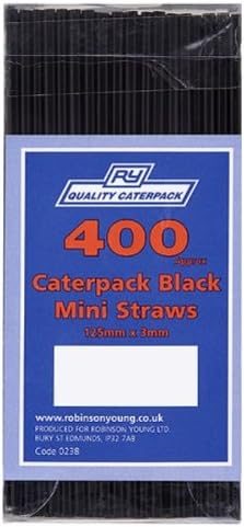 RY Quality Caterpack 400 Caterpack Black Mini Straws 125mm x 3mm (Pack of 1)
