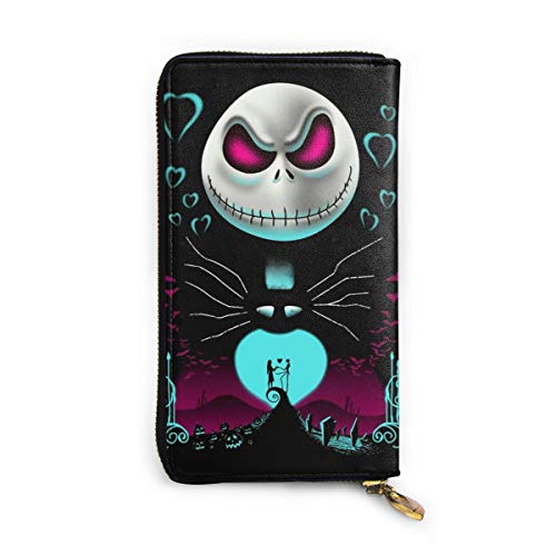 LMHBLTOP Nightmare Before Christmas RFID Blocking Money Organizers Genuine Leather Wallet Business Zip Wallet for Men,Women