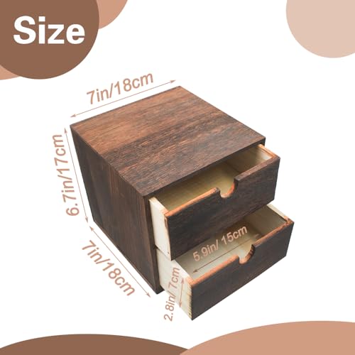 Keajuidy 2023041793 2-Drawer Desk Organizer Rustic Wooden Drawer Organizer thumb #2