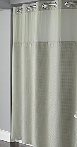 Hookless RBH82MY419 Fabric Shower Curtain with Built in Liner - Sage Green Diamond Pique