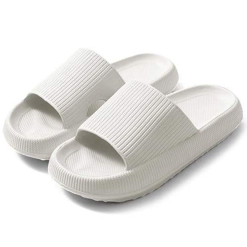 Forhome Tongs Blanc Taille 38-39, Chaussons Nuage Antidérapants en EVA, Pantoufles Confortables pour Homme et Femme, Chaussures Légères pour Intérieur & Extérieur, Flip Flops pour Plage et Piscine