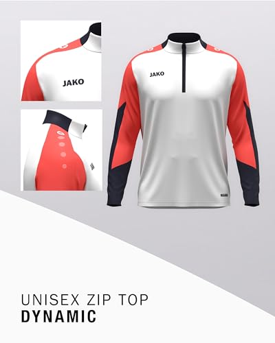 JAKO Unisex Ziptop Dynamic, weiß/Coral/Marine, 3XL – Ansicht 4