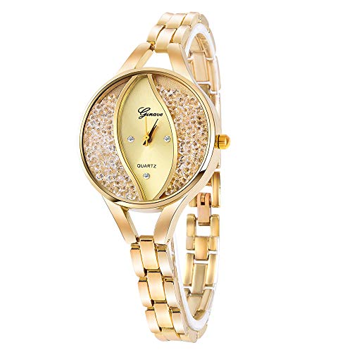 Elegant Gold Diamond Bracelet Watch Set for Women - Luxurious Quartz Timepiece and Bangle Jewelry Collection - Image 4