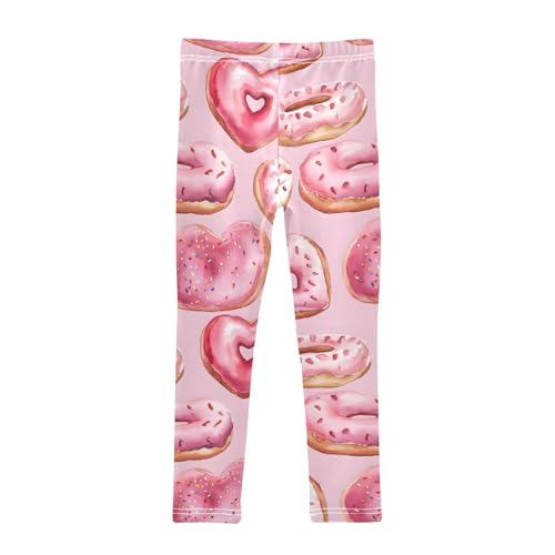 Pink Love Donut Girls Leggings Ultra Soft Compression Yoga Gym Pants for Kids 4-10T2