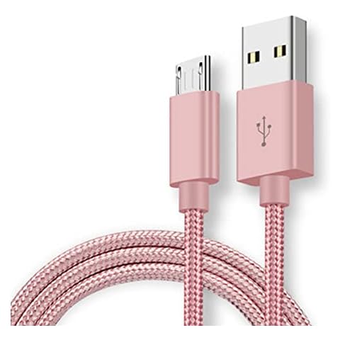 Micro USB Cable, USB to Micro USB Cable Fast Charging Braided Nylon Lead for Android Samsung Galaxy S7 Edge S6 S5 J7 J5 J6 J3 Note 5 A6 A10, Sony,Huawei,LG, HTC, Xbox, PS4 -Rose Gold/Pink (3M) Cover