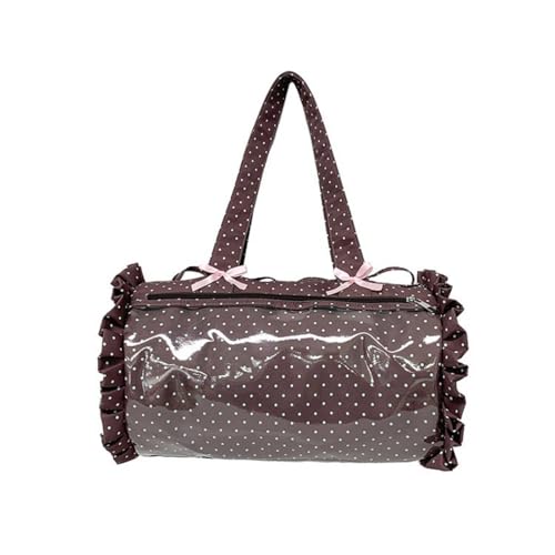 Bolso tote kawaii con estampado de lunares, transparente de PVC, para exhibir pins, estilo anime y K-pop, con lazo, para fans miniatura 1