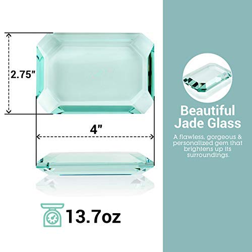 Baudville Personalized Jade Glass Paperweight Employee Appreciation Gifts - Employee Morale, Motivation, & Positive Work Environment - Engraved Text, Elegant Black Gift Box - Client Appreciation - Thumbnail 6