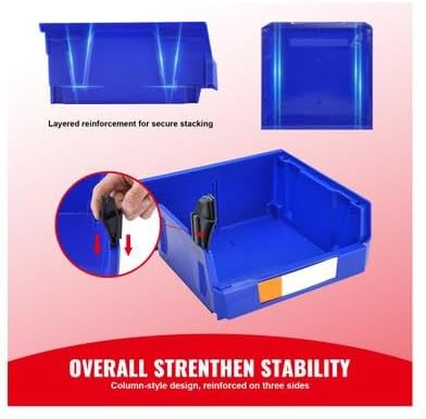 Happybuy Plastic Storage Bin, 11"x11"x5", Hanging Stackable Organizer, Blue/Red, 6-Pack, Heavy Duty for Closet, Kitchen, Office, or Pantry