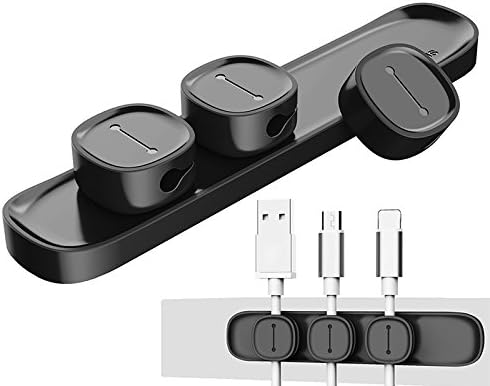 UNOOE Magnetic Desk Cable Management Removable Multipurpose Cable Clips Adhesive Mouse Cord Organizer for Cell Phone/USB / TV/PC Using in Car Vehicle Home Office, 3 Clips-Black