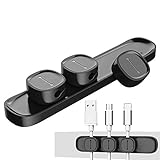 SZUNOOE UNOOE Magnetic Desk Cable Management Removable Multipurpose Cable Clips Adhesive Mouse Cord Organizer for Cell Phone/iPhone Lightning/USB/TV/PC Using in Car Vehicle Home Office, 3 Clips-Black