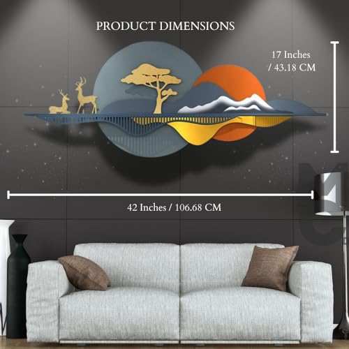 Image of MACODECO Elegant Home Decor Deer wall decor - Wall Decor Items for Living Room, Sophisticated Home Decoration Items for Living Room - Enhance Your Space with Stylish Wall Art