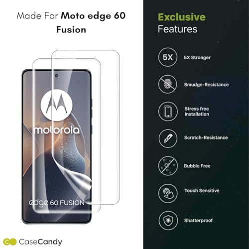 Image of AOKUMA fits CaseCandy - (2 Pack) Screen Protector Guard for Motorola Edge 60 Pro /Moto Edge 60 Fusion (6.7 inch) | Transparent Screen Guard For Moto Edge 60 Pro /Edge 60 Fusion - Fingerprint Support /S PEN Compatible /HD
