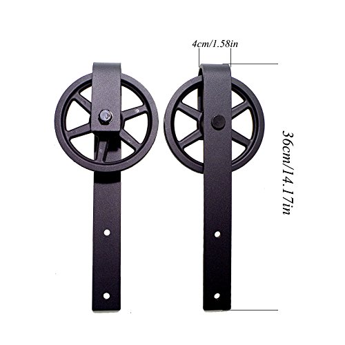 Lwzh 9Ft Heavy Duty Sliding Barn Door Hardware Track Hanging Barn Door Hardware Kit (Black Single Door Sliding Rail) #TOP2