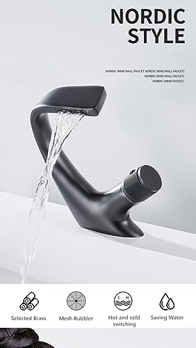 Robinet de salle de bain mitigeur lavabo vasque en laiton noir chrome