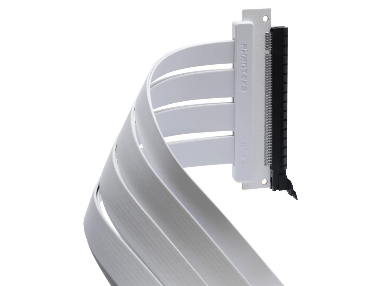 Phanteks 220mm Flat Line PCI-E gen4.0 x16 Riser Cable, 90 Degree Adapter, White