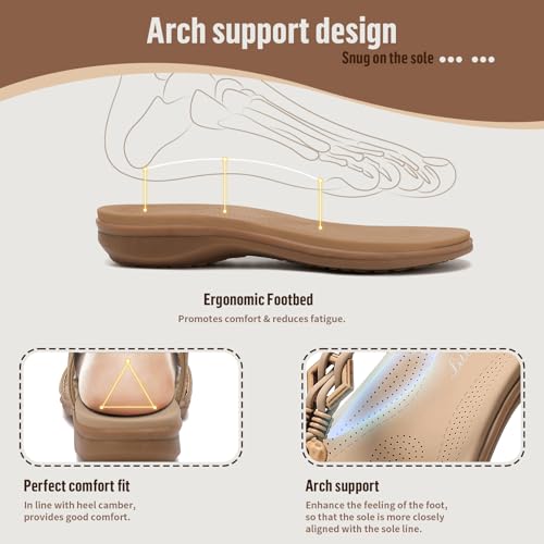 Littleplum Womens Sandals Arch Support Summer Flat Slides Ankle Elastic Walking Shoes Braided Beach Dressy Sandals for Women