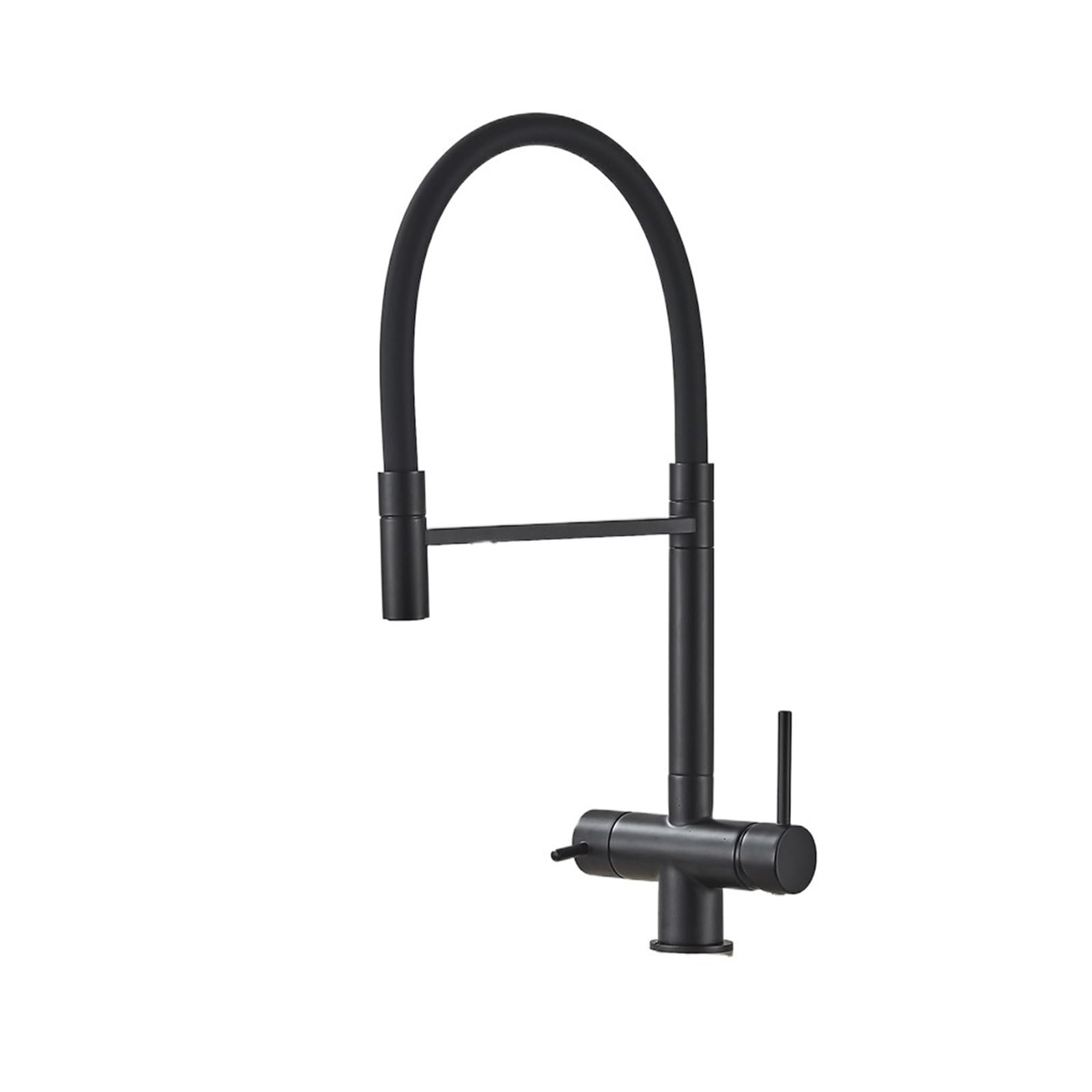 CZYWKDDPP Kitchen Tap, Water Filter Faucet Dual Spout Pure Drinking Mixer Tap，Rotation Purification Feature Taps Crane(Matte Black A)