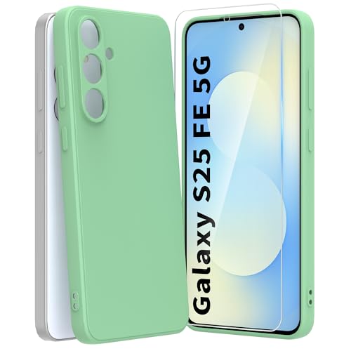 Fyriswho Coque pour Samsung Galaxy S25 FE 5G + 1 Pièces Verre Trempé, Coque Samsung Galaxy S25 FE Souple Silicone Mince Étui Protection Anti-Rayures Housse...