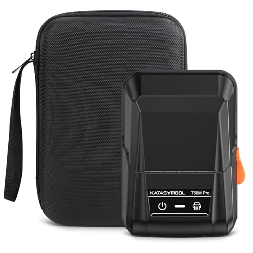 SUPVAN Label Maker T50M Pro with Nylon Hard Protective Travel Case Plus, 1 Roll 1.57'' × 1.18'' White, 1.96'' × 3.14'' White and Round Size Φ 2'' Pink
