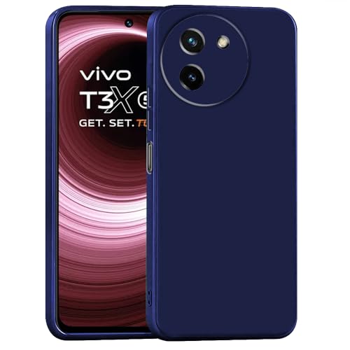 Image of Back Cover for Vivo T3x 5G | Full Camera Protection | Premium Liquid Silicon Case | Flexible Bumper Case for Vivo T3x 5G (Dark Blue)
