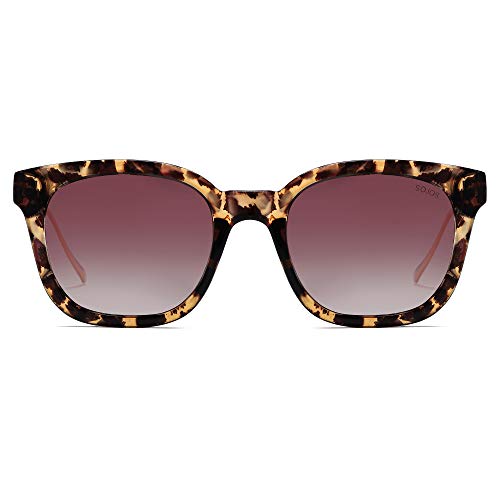 Sojos Classic Square Polarized Sunglasses Womens Mens Retro Trendy Shades Uv400 Sunnies Sj2050, Leopard/Purple #TOP1
