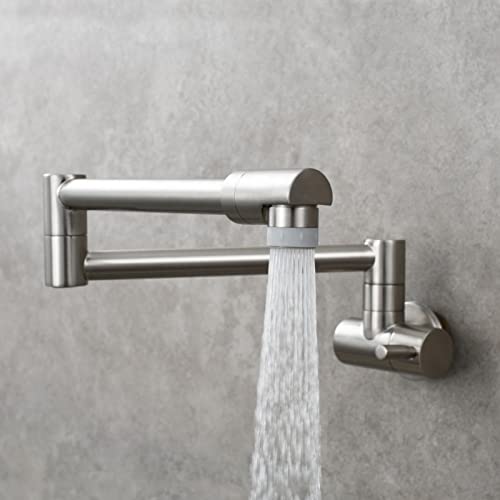 Robinet de remplissage de pot extensible nickel brossé à double articulation