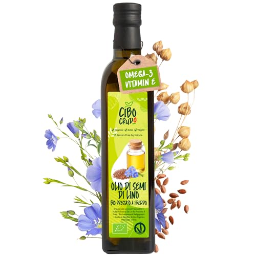 Olio di Semi di Lino Biologico - 500 ml. Contiene Vitamina E K e B e Omega 3 oltre il 50%.Olio di...