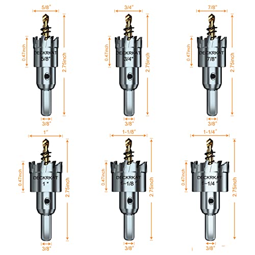 10 Pcs Hole Saw Kit, Tungsten Carbide Tipped Hole Saw Drill Bit Set Size 5/8” To 2-1/16” Heavy Duty For Steel Metal Plastic, 3/8” Shank, With Extra Center Bits, Hex Keys And Storage Cases #TOP1