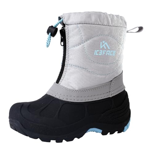Children's Snow Boots Waterproof Durable Non Slip Winter Shoes for Boys and Girls Warm Winter Footwear Perfect for Snow Activities Outdoor Play Ideal for Cold Weather Comfort and Protection(Gray, Little Kid, 12, Numeric, US Footwear Size System, Medium)