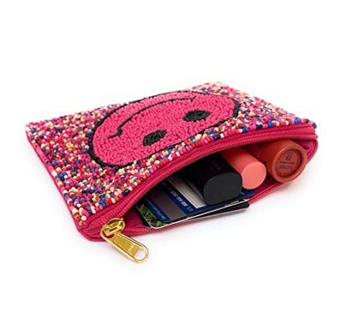 Twine And Love Smiley Face Coin Purse Pouch, Coin Purse Pouch, Beaded Coin Purse, Cute Coin Purse, Beaded Purse, Multicolor Coin Purse, Best Friend Gift, Positive Gifts, Party Favors, Wallets For Her #TOP4