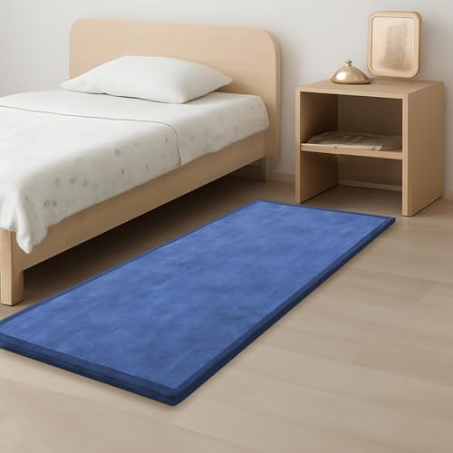 Image of 1.3 inch Thick Baby Play Mat for Floor, 28x72 Foam Tummy Time Mat, Padded Support Soft Plush Bedside Rugs for Infant Kids Toddler Crawling Kick Activity (Royal Blue)