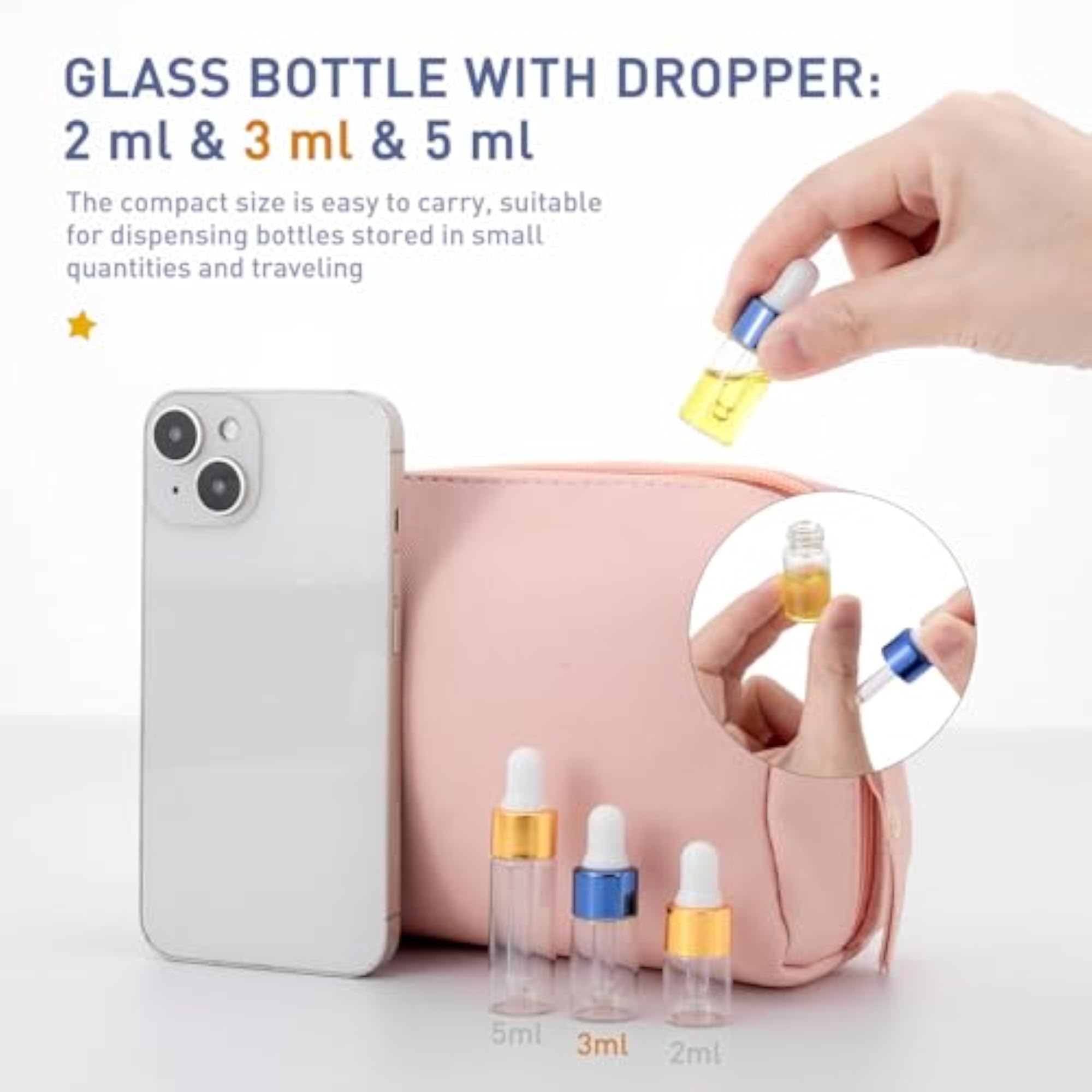 15 Pack Clear Glass Dropper Bottles 3ml