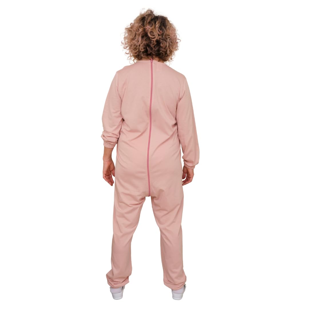 FERRUCCI COMFORT Pijamas para Mayores Rosa, Cierre en la Espalda, 100% Algodón - 9078 ML P L - diseñado para Demencia Senil, Alzheimer, Incontinencia