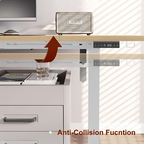TRIUMPHKEY Bureau, in hoogte verstelbaar, elektrisch, 140 x 70 cm, 4 geheugenbediening, in hoogte verstelbaar bureau, groot, anti-botsingssysteem, staand bureau, computertafel, USB, elektrisch frame, - Afbeelding 5