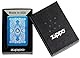 Zippo Sturmfeuerzeug - Fancy Flame, High Polish Blue, 360° Laser Two-Tone - Nachfüllbar - Wiederverwendbar - Windfestes Design - Geschenkbox - Made in USA