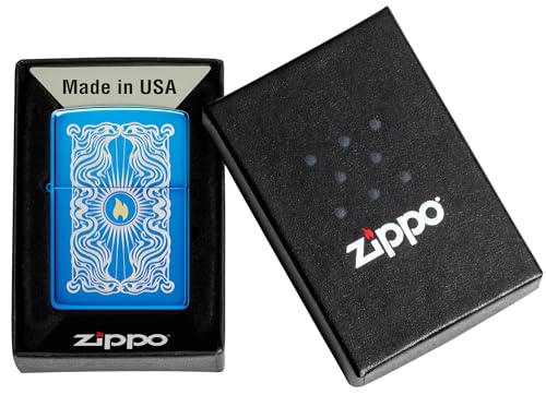 Encendedor Zippo diseño flame elegante azul miniatura 6