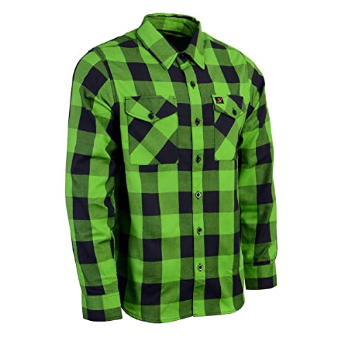 Milwaukee Leather Mng11656 Men's Black, Green Long Sleeve Flannel