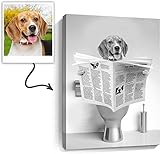 Custom Pet Portrait From Photo in Toilet Canvas Print Wall Art, Black and White Bathroom Art, Personalized Gift, Funny Dog Bathtub Wall Decor for Living Room Bedroom Framed Ready To Hang