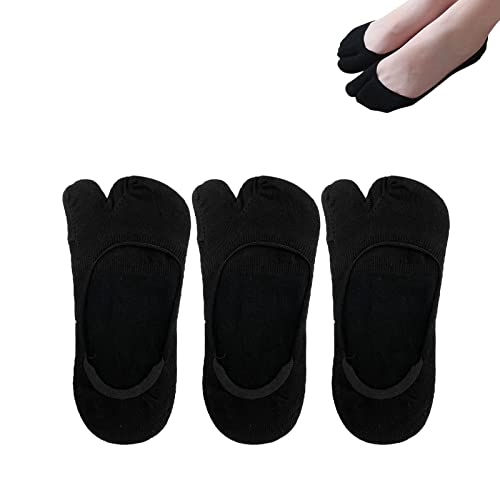 Women Tabi No Show Socks, Non Slip Flip Flop Socks Low Cut Japanese Tabi Toe Socks, 3 Pairs