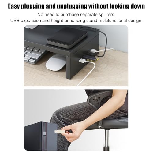 Support écran ergonomique 4 ports USB rehausseur ordinateur - 8