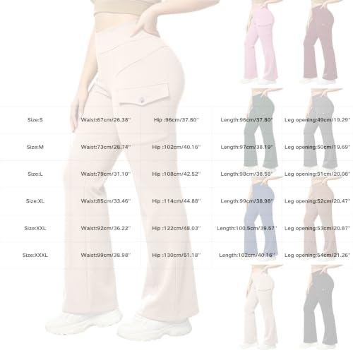 Cargo Yoga Pants for Women Fleece Lined Flare Yoga Leggings Flared Cargos - image 2