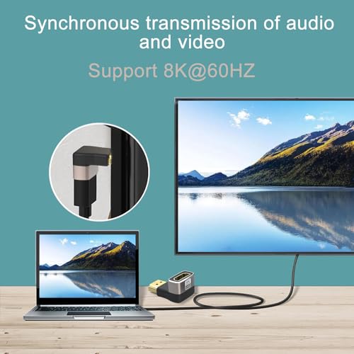 SHUBEIEUMI 2 Pièces Adaptateur HDMI Coudé 8K, 8K 2.1 Rallonge HDMI Mâle Femelle Angle Droit HDMI Coudé Adaptateur 90 Degrés et 270 Degrés Plaqué Or Compatible, avec HD, TV, PS4, Xbox, Portable – vue 5