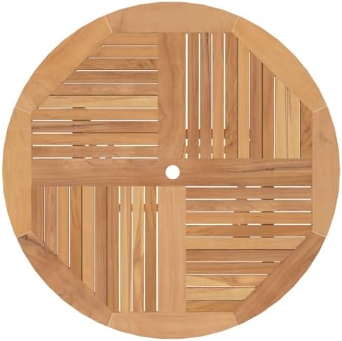 Free-Standing Folding Floating Table，Outdoor Round Folding Dining Table Solid Teak Wood Garden Table Patio Table with Parasol Hole 120 x 75 cm