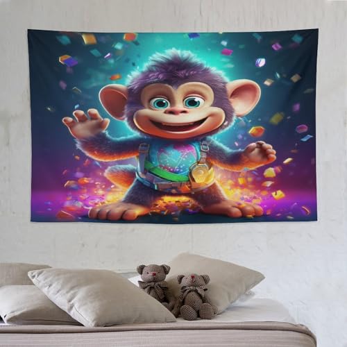 Tenture murale singe pour chambre déco bohème et dortoir