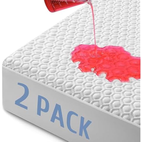 2 Pack Full Size 100% Waterproof Mattress Protector, Premium Viscose Made from Bamboo 3D Air Fabric Mattress Pad Cover Ultra Soft Breathable, Noiseless Washable, 8"-21" Deep Pocket Cover